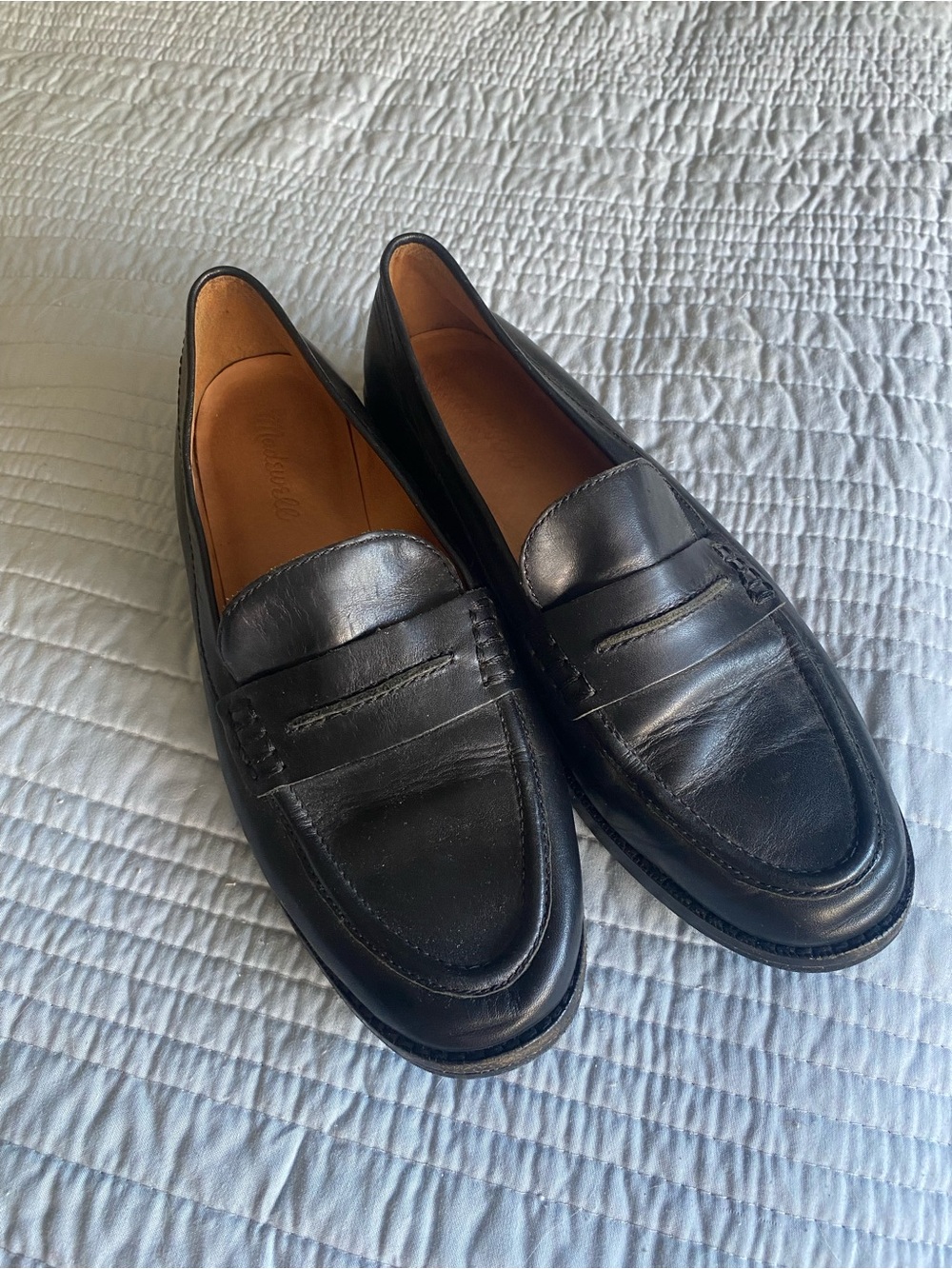 Madewell Black Leather Penny Loafers